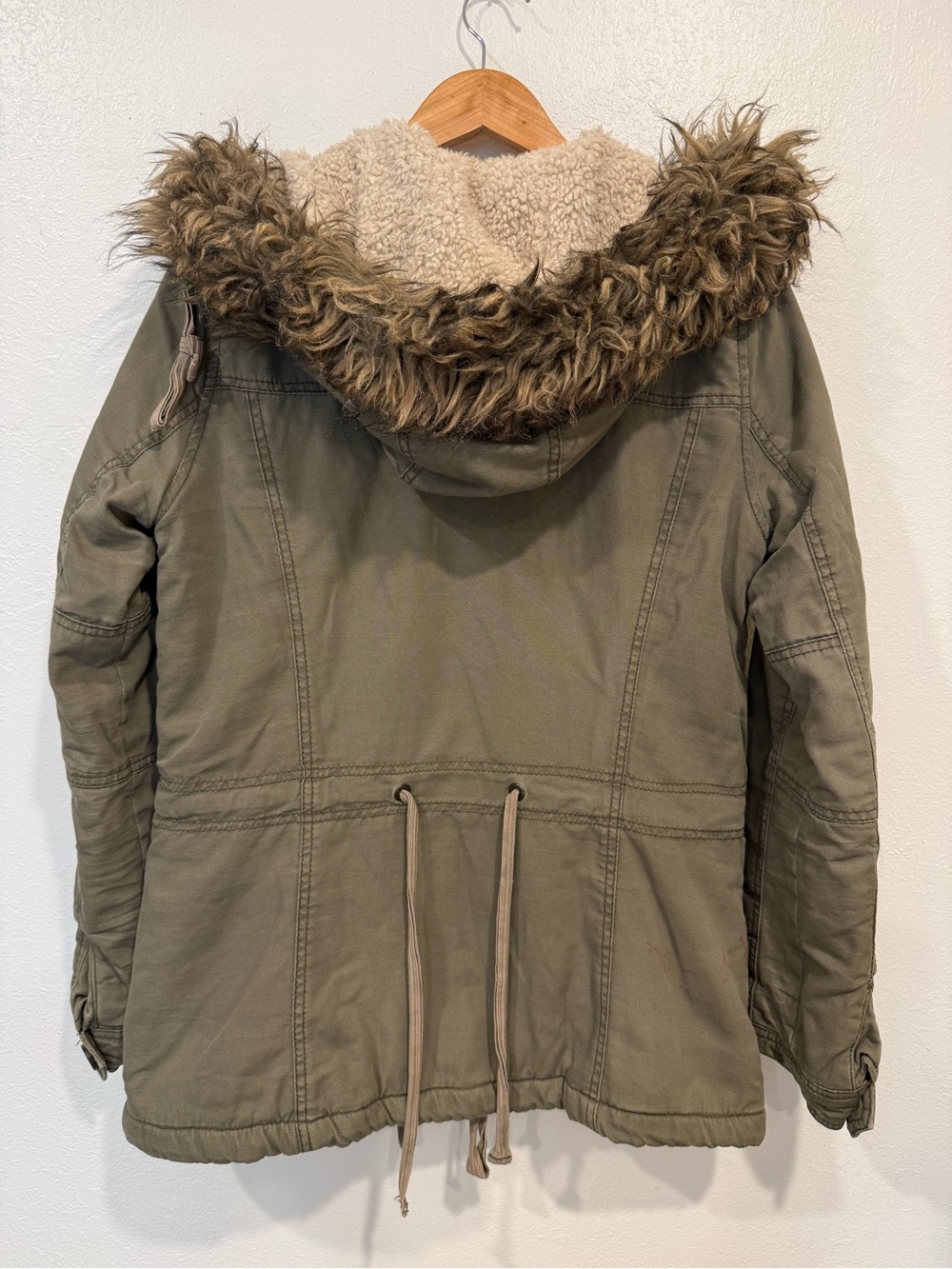 Abercrombie & Fitch Vintage Y2K Olive Utility Jacket with Fur Hood - Picture 8 of 14